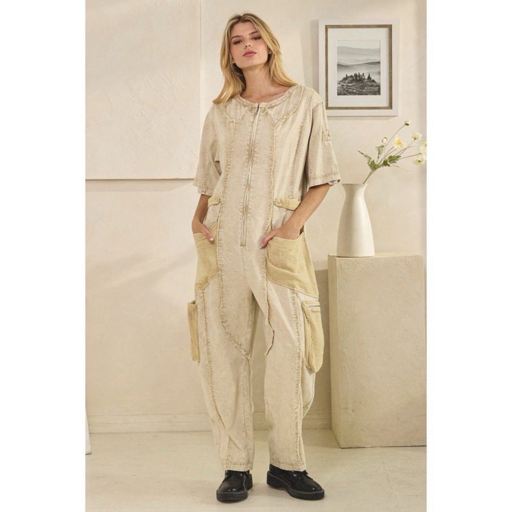 Oli & Hali Mineral Washed Shortsleeved Jumpsuit